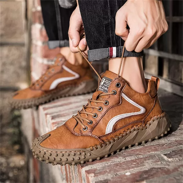 Dacomfy Mens Casual Shoes Fashion Sneakers Dress Shoes Comfortable Walking Hiking Shoes Lace Up Leather Oxfords for MenBrowna