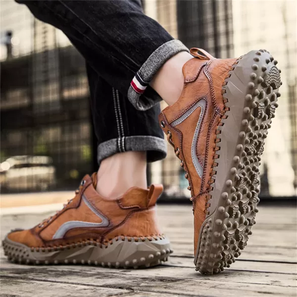 Dacomfy Mens Casual Shoes Fashion Sneakers Dress Shoes Comfortable Walking Hiking Shoes Lace Up Leather Oxfords for MenBrowna