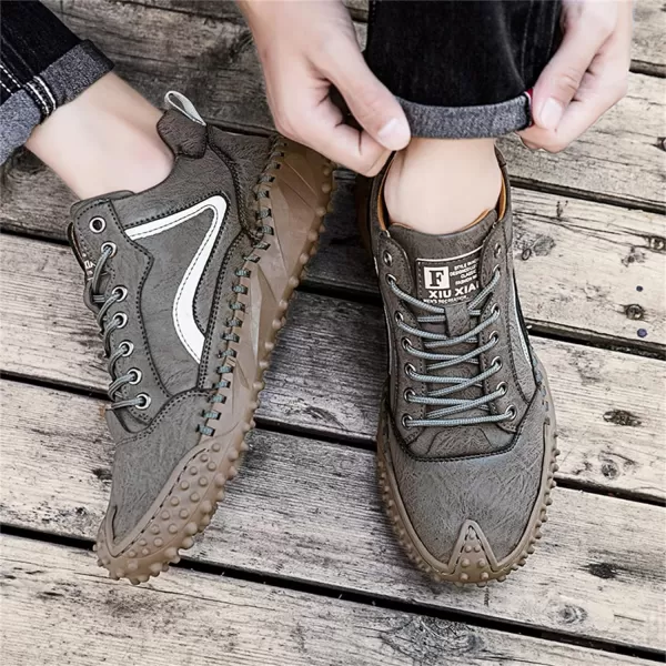Dacomfy Mens Casual Shoes Fashion Sneakers Dress Shoes Comfortable Walking Hiking Shoes Lace Up Leather Oxfords for MenGraya