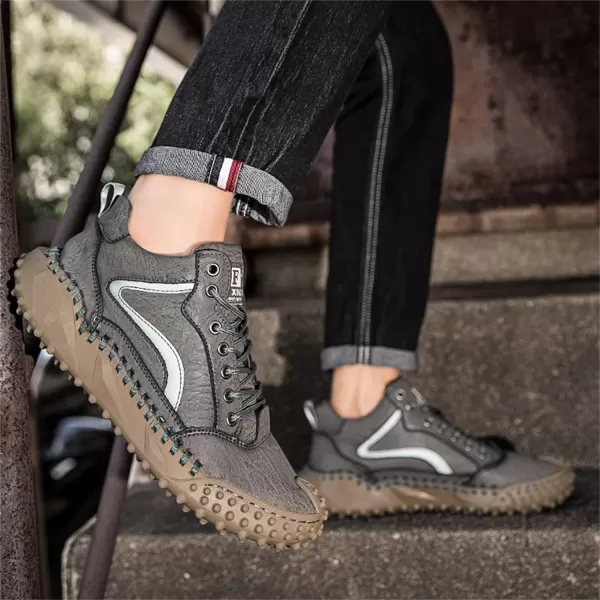 Dacomfy Mens Casual Shoes Fashion Sneakers Dress Shoes Comfortable Walking Hiking Shoes Lace Up Leather Oxfords for MenGraya