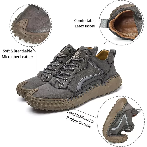 Dacomfy Mens Casual Shoes Fashion Sneakers Dress Shoes Comfortable Walking Hiking Shoes Lace Up Leather Oxfords for MenGraya