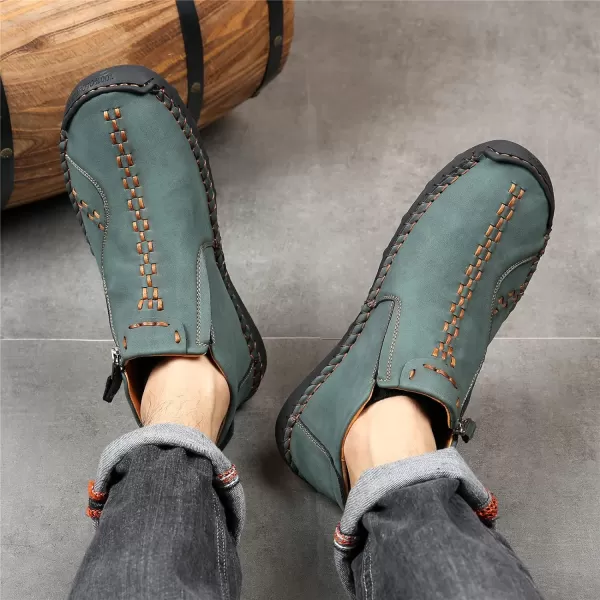 Dacomfy Mens Shoes Slip On Casual Loafers Fashion Oxfords Shoes Leather Ankle Chukka Boots Comfy Outdoor Walking Driving Shoes Pu Leather Mens Boots Brown Black Khaki GreenGreen