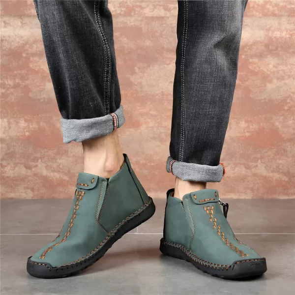 Dacomfy Mens Shoes Slip On Casual Loafers Fashion Oxfords Shoes Leather Ankle Chukka Boots Comfy Outdoor Walking Driving Shoes Pu Leather Mens Boots Brown Black Khaki GreenGreen