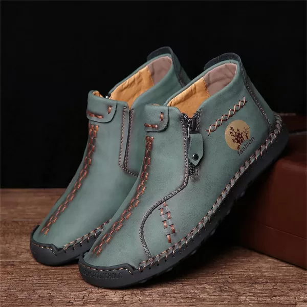 Dacomfy Mens Shoes Slip On Casual Loafers Fashion Oxfords Shoes Leather Ankle Chukka Boots Comfy Outdoor Walking Driving Shoes Pu Leather Mens Boots Brown Black Khaki GreenGreen