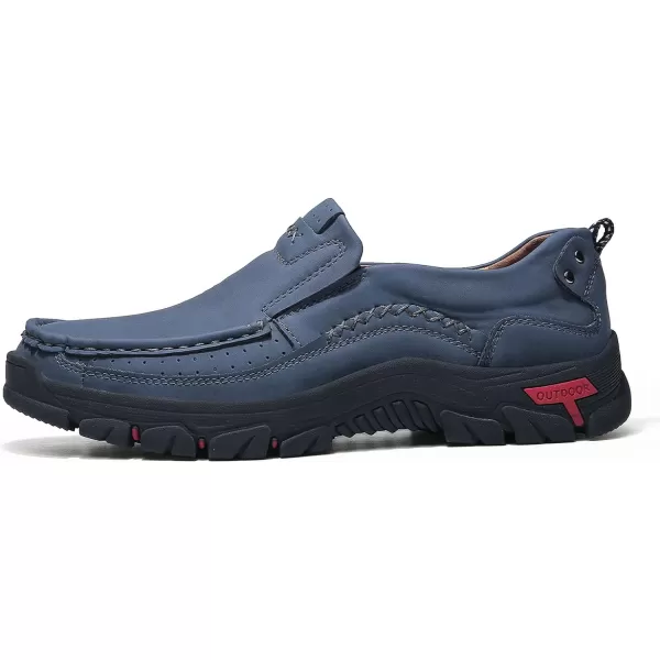 Lazzy Loafers for Men Slip On Casual Shoes Leather Outdoor Driving Boat ShoeBlue
