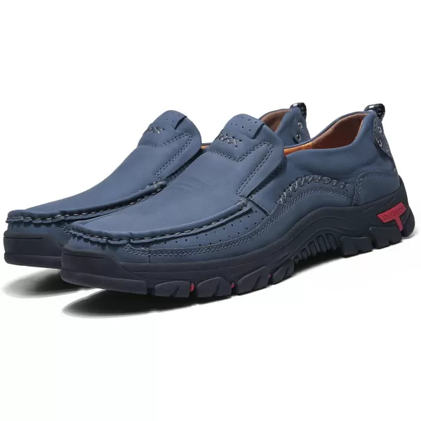 Lazzy Loafers for Men Slip On Casual Shoes Leather Outdoor Driving Boat ShoeBlue