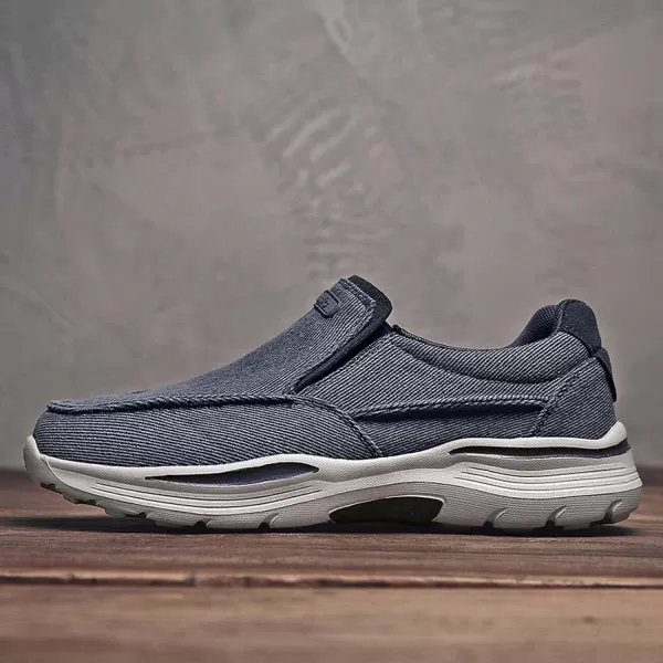 Lazzy Mens Casual Loafers Slip On Boat Shoes Canvas Fashion Shoes Breathable Oxfords Comfortable Stretch SneakersBlue