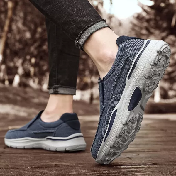 Lazzy Mens Casual Loafers Slip On Boat Shoes Canvas Fashion Shoes Breathable Oxfords Comfortable Stretch SneakersBlue
