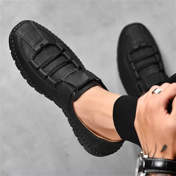 Lazzy Mens Casual Loafers Slip on Shoes Breathable Leather Oxford Comfortable Driving Walking Shoes for MenBlack