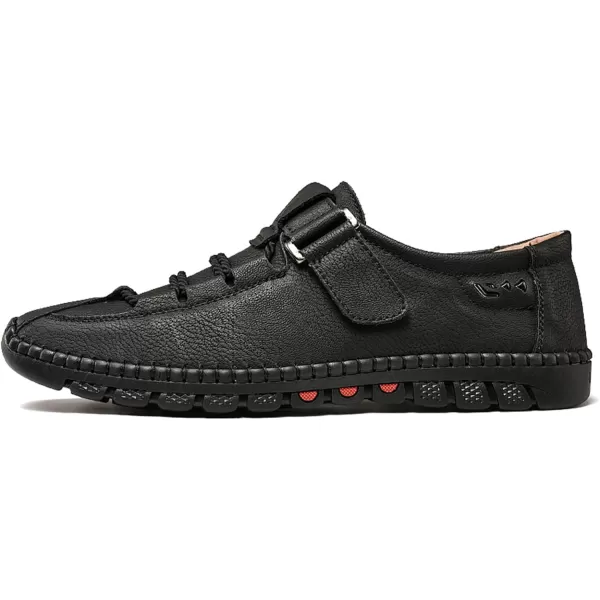 Lazzy Mens Casual Loafers Slip on Shoes Breathable Leather Oxford Comfortable Driving Walking Shoes for MenBlack