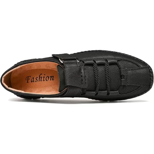Lazzy Mens Casual Loafers Slip on Shoes Breathable Leather Oxford Comfortable Driving Walking Shoes for MenBlack