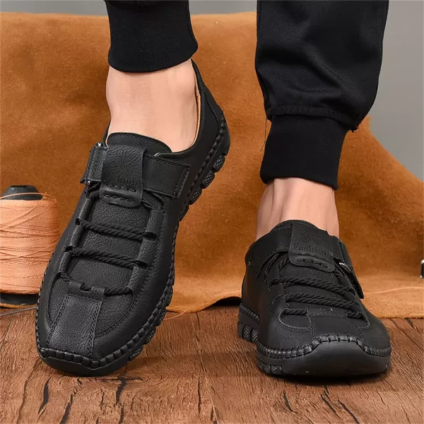 Lazzy Mens Casual Loafers Slip on Shoes Breathable Leather Oxford Comfortable Driving Walking Shoes for MenBlack