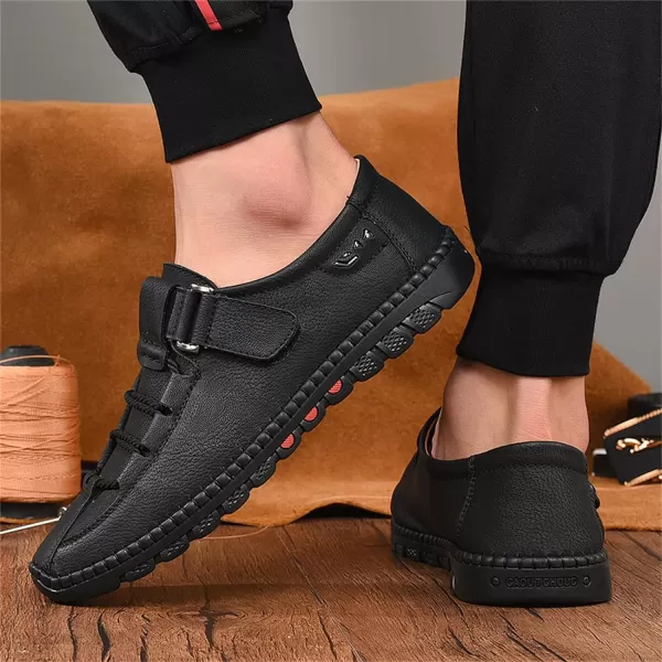 Lazzy Mens Casual Loafers Slip on Shoes Breathable Leather Oxford Comfortable Driving Walking Shoes for MenBlack