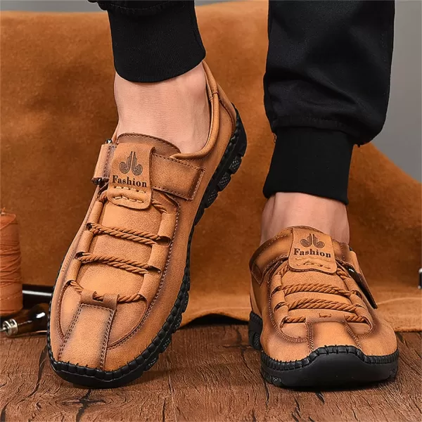 Lazzy Mens Casual Loafers Slip on Shoes Breathable Leather Oxford Comfortable Driving Walking Shoes for MenBrown