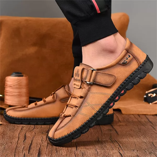 Lazzy Mens Casual Loafers Slip on Shoes Breathable Leather Oxford Comfortable Driving Walking Shoes for MenBrown