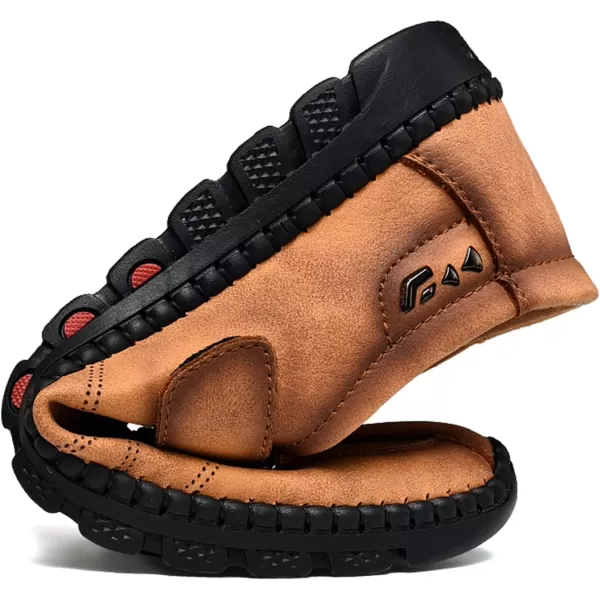 Lazzy Mens Casual Loafers Slip on Shoes Breathable Leather Oxford Comfortable Driving Walking Shoes for MenBrown