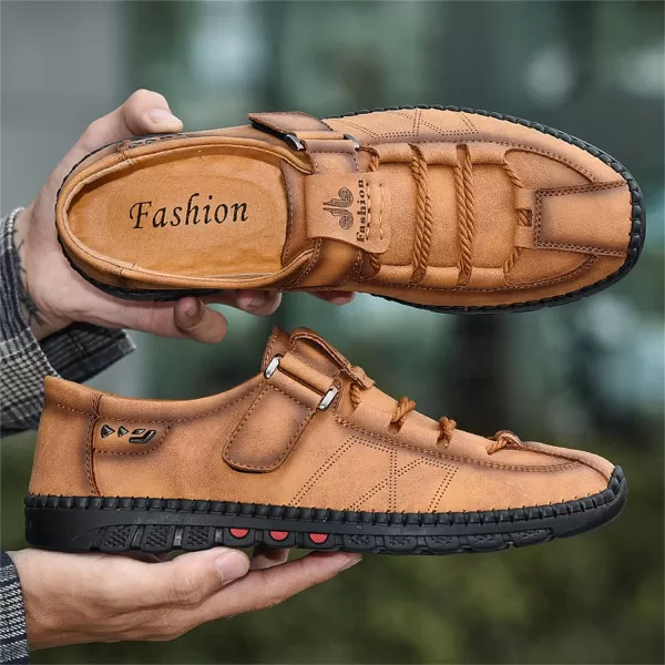 Lazzy Mens Casual Loafers Slip on Shoes Breathable Leather Oxford Comfortable Driving Walking Shoes for MenBrown