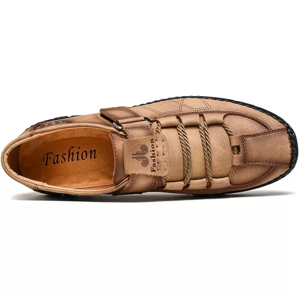 Lazzy Mens Casual Loafers Slip on Shoes Breathable Leather Oxford Comfortable Driving Walking Shoes for MenKhaki