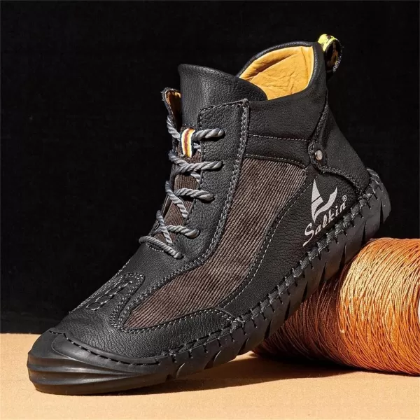 Lazzy Mens Casual Shoes Ankle Chukka Boots Leather Dress Boots Lace Up Lightweight Sneakers Walking Shoes for MenBlack