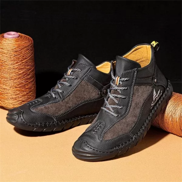 Lazzy Mens Casual Shoes Ankle Chukka Boots Leather Dress Boots Lace Up Lightweight Sneakers Walking Shoes for MenBlack