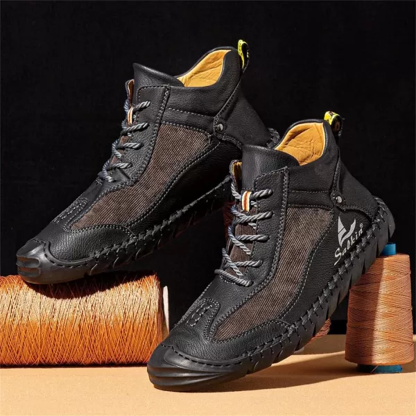 Lazzy Mens Casual Shoes Ankle Chukka Boots Leather Dress Boots Lace Up Lightweight Sneakers Walking Shoes for MenBlack
