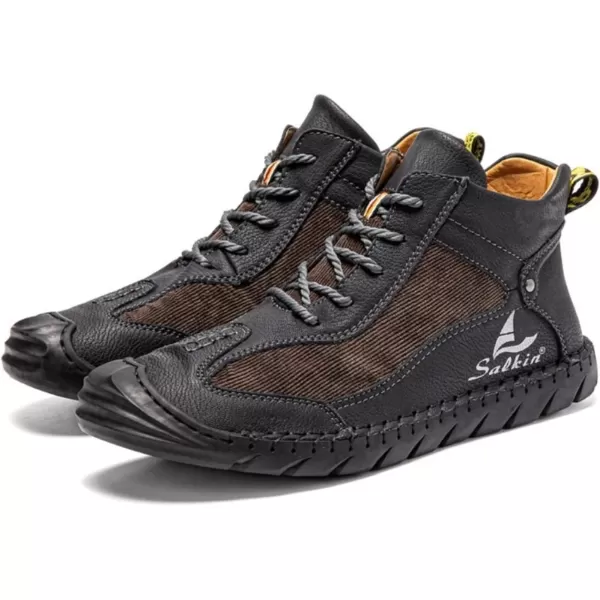 Lazzy Mens Casual Shoes Ankle Chukka Boots Leather Dress Boots Lace Up Lightweight Sneakers Walking Shoes for MenBlack