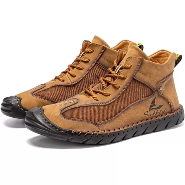 Lazzy Mens Casual Shoes Ankle Chukka Boots Leather Dress Boots Lace Up Lightweight Sneakers Walking Shoes for MenBrown