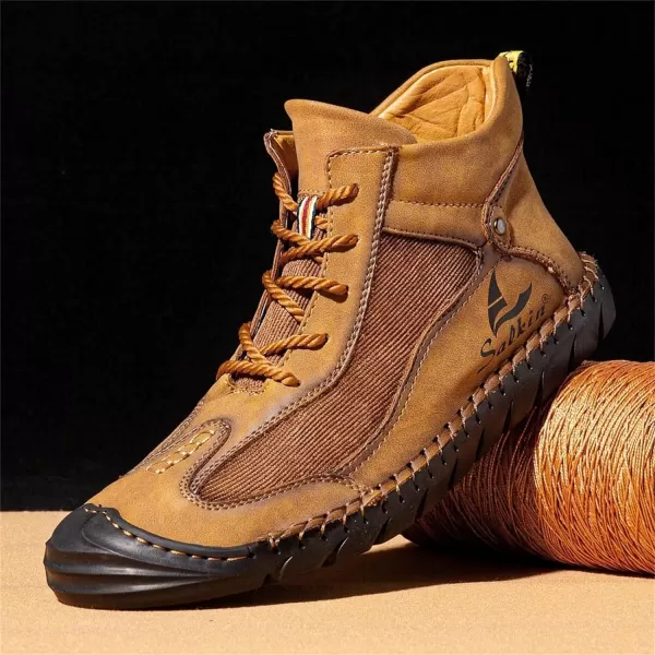 Lazzy Mens Casual Shoes Ankle Chukka Boots Leather Dress Boots Lace Up Lightweight Sneakers Walking Shoes for MenBrown