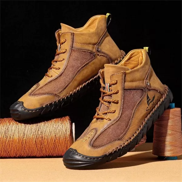 Lazzy Mens Casual Shoes Ankle Chukka Boots Leather Dress Boots Lace Up Lightweight Sneakers Walking Shoes for MenBrown