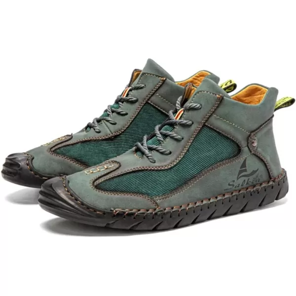 Lazzy Mens Casual Shoes Ankle Chukka Boots Leather Dress Boots Lace Up Lightweight Sneakers Walking Shoes for MenGreen