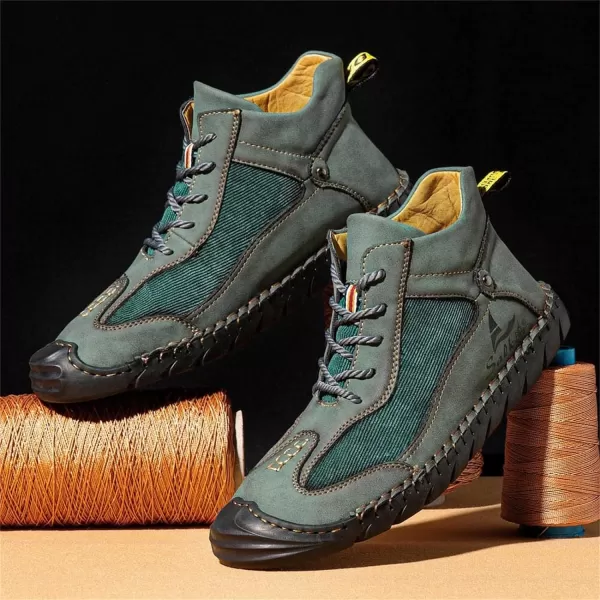 Lazzy Mens Casual Shoes Ankle Chukka Boots Leather Dress Boots Lace Up Lightweight Sneakers Walking Shoes for MenGreen