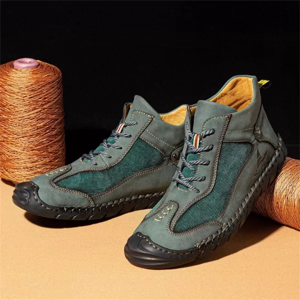 Lazzy Mens Casual Shoes Ankle Chukka Boots Leather Dress Boots Lace Up Lightweight Sneakers Walking Shoes for MenGreen