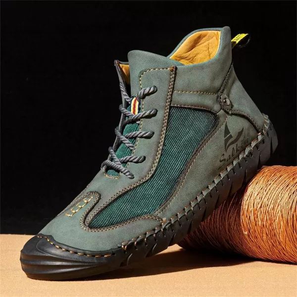 Lazzy Mens Casual Shoes Ankle Chukka Boots Leather Dress Boots Lace Up Lightweight Sneakers Walking Shoes for MenGreen
