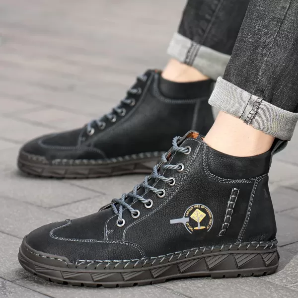 Lazzy Mens Casual Shoes Chukka Boots LaceUp Motorcycle Ankle Boots Fashion Dress Oxfords Leather Shoes for MenBlack