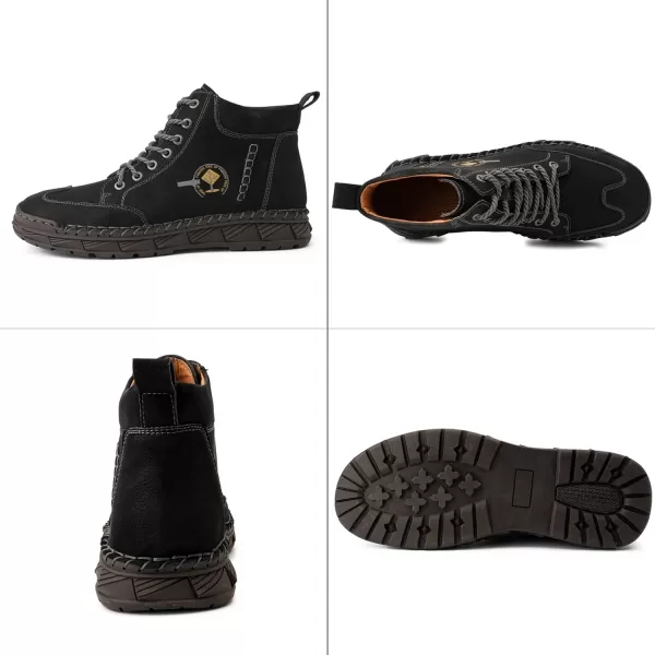 Lazzy Mens Casual Shoes Chukka Boots LaceUp Motorcycle Ankle Boots Fashion Dress Oxfords Leather Shoes for MenBlack