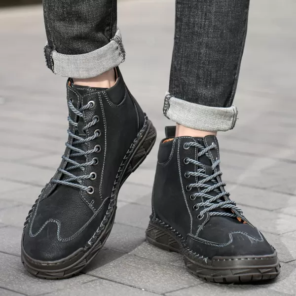 Lazzy Mens Casual Shoes Chukka Boots LaceUp Motorcycle Ankle Boots Fashion Dress Oxfords Leather Shoes for MenBlack