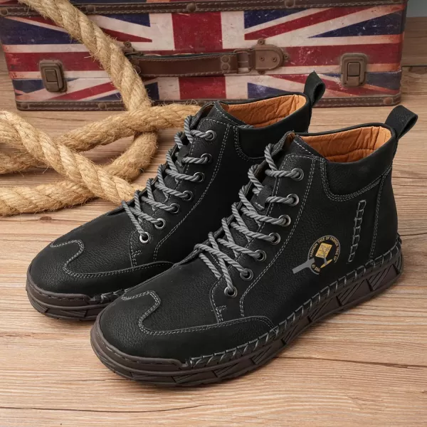 Lazzy Mens Casual Shoes Chukka Boots LaceUp Motorcycle Ankle Boots Fashion Dress Oxfords Leather Shoes for MenBlack