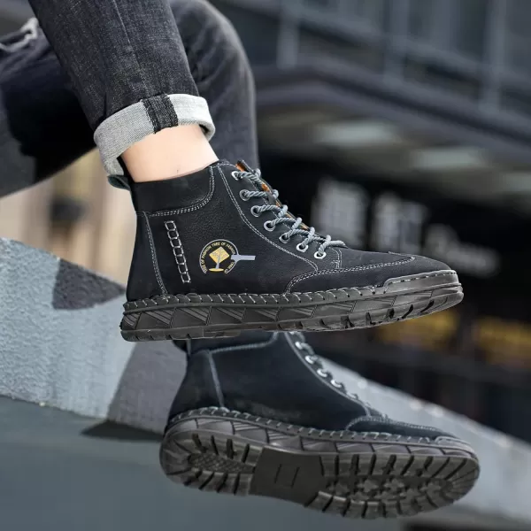 Lazzy Mens Casual Shoes Chukka Boots LaceUp Motorcycle Ankle Boots Fashion Dress Oxfords Leather Shoes for MenBlack