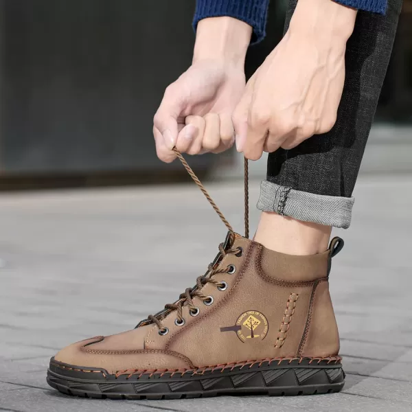 Lazzy Mens Casual Shoes Chukka Boots LaceUp Motorcycle Ankle Boots Fashion Dress Oxfords Leather Shoes for MenBrown