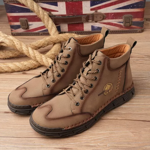 Lazzy Mens Casual Shoes Chukka Boots LaceUp Motorcycle Ankle Boots Fashion Dress Oxfords Leather Shoes for MenBrown