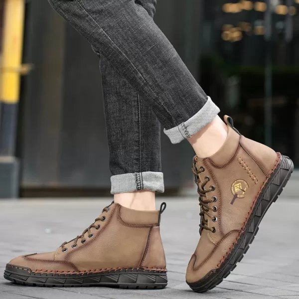 Lazzy Mens Casual Shoes Chukka Boots LaceUp Motorcycle Ankle Boots Fashion Dress Oxfords Leather Shoes for MenBrown