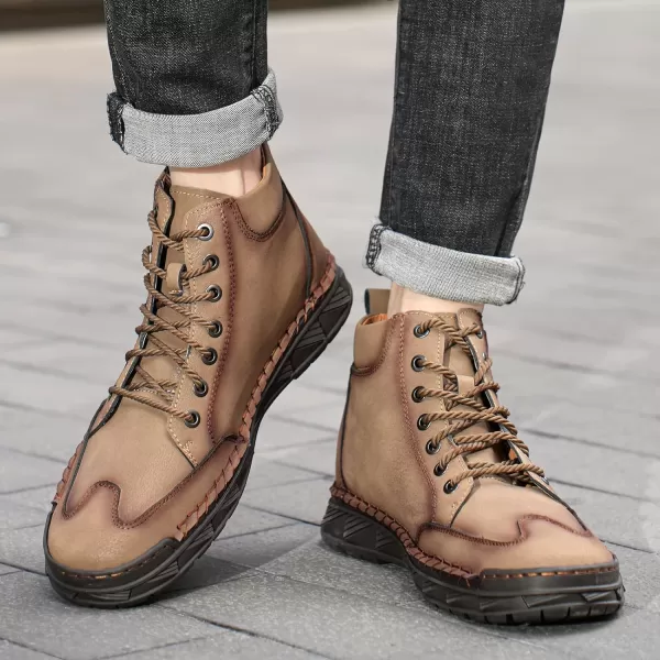 Lazzy Mens Casual Shoes Chukka Boots LaceUp Motorcycle Ankle Boots Fashion Dress Oxfords Leather Shoes for MenBrown