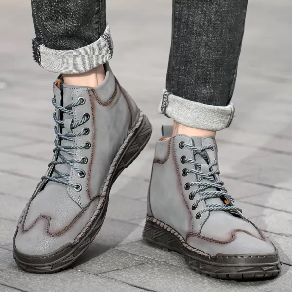 Lazzy Mens Casual Shoes Chukka Boots LaceUp Motorcycle Ankle Boots Fashion Dress Oxfords Leather Shoes for MenGrey