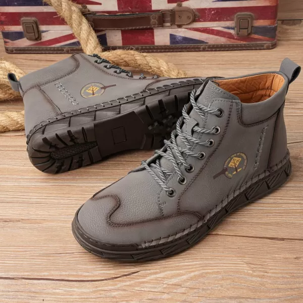 Lazzy Mens Casual Shoes Chukka Boots LaceUp Motorcycle Ankle Boots Fashion Dress Oxfords Leather Shoes for MenGrey