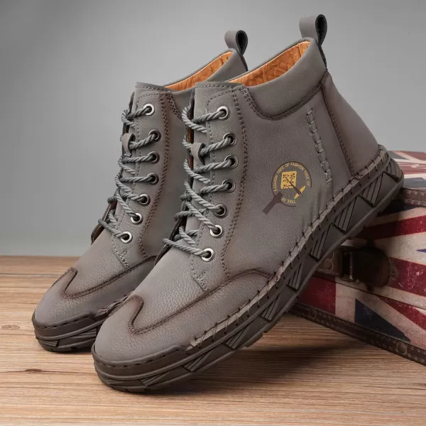 Lazzy Mens Casual Shoes Chukka Boots LaceUp Motorcycle Ankle Boots Fashion Dress Oxfords Leather Shoes for MenGrey