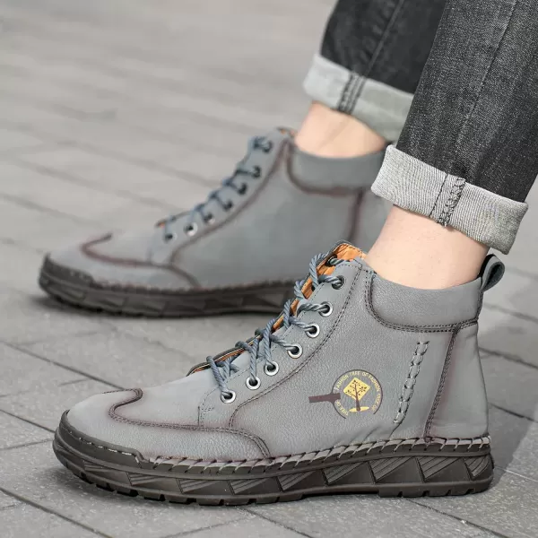Lazzy Mens Casual Shoes Chukka Boots LaceUp Motorcycle Ankle Boots Fashion Dress Oxfords Leather Shoes for MenGrey