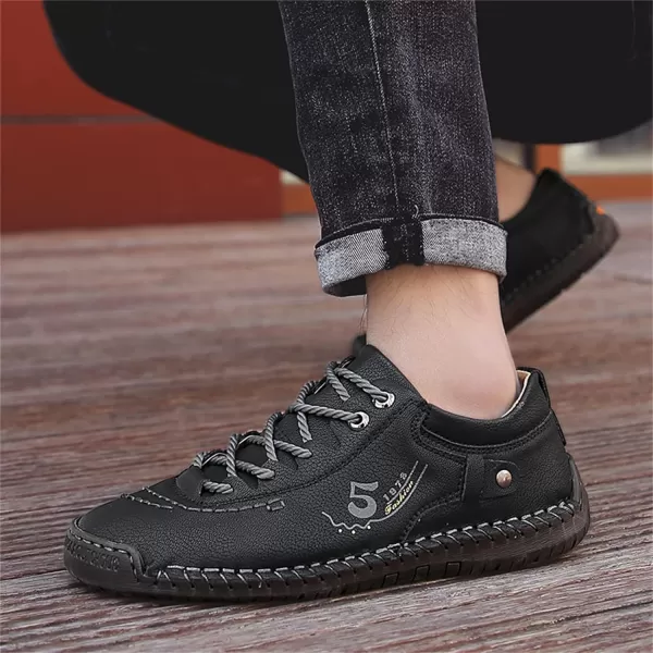Lazzy Mens Casual Shoes Driving Slip on Loafers Outdoor Walking Shoes Lightweight Leather Oxford Casual Dress Shoes for MenBlack