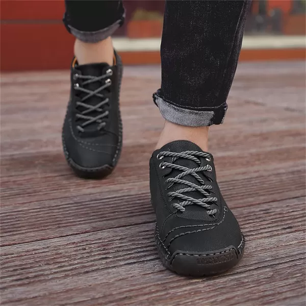 Lazzy Mens Casual Shoes Driving Slip on Loafers Outdoor Walking Shoes Lightweight Leather Oxford Casual Dress Shoes for MenBlack