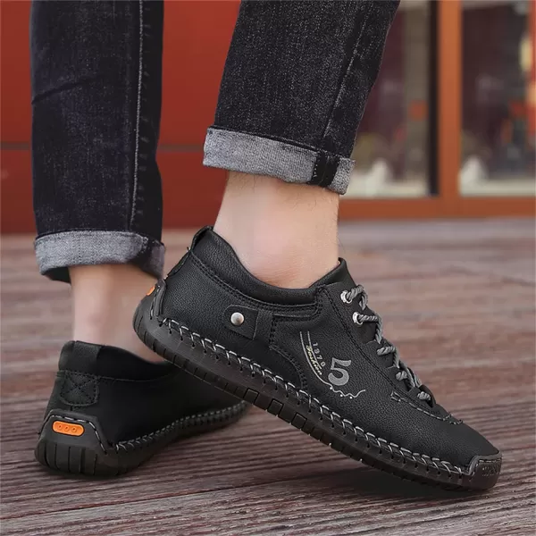 Lazzy Mens Casual Shoes Driving Slip on Loafers Outdoor Walking Shoes Lightweight Leather Oxford Casual Dress Shoes for MenBlack
