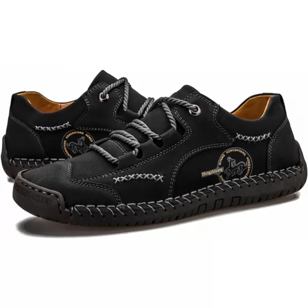 Lazzy Mens Casual Shoes Driving Slip on Loafers Outdoor Walking Shoes Lightweight Leather Oxford Casual Dress Shoes for MenBlack1